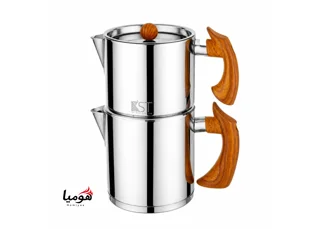 کتری و قوری دسته طرح چوب براق کی اس تی مدل 2222D