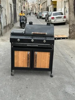 باربیکیو کابینت دار پلوپز دار 90 سانتی شرکتی ایران گاز هومیا irgs با رویه چدنی 6ضلعی سنگین