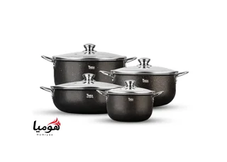 سرویس قابلمه ۸ پارچه گرانیتی تیارا مشکی مدل Aliman