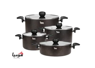 سرویس قابلمه ۸ پارچه گرانیتی تیارا مشکی مدل Nelina-Black