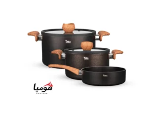 سرویس قابلمه ۵ پارچه گرانیتی تیارا مشکی مدل Selin-Black