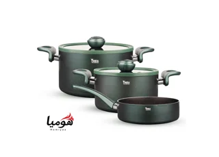 سرویس قابلمه ۵ پارچه گرانیتی تیارا سبز مدل Selin-Green