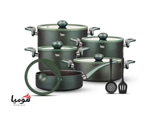 سرویس قابلمه ۱۲ پارچه گرانیتی تیارا سبز مدل Selin-Green